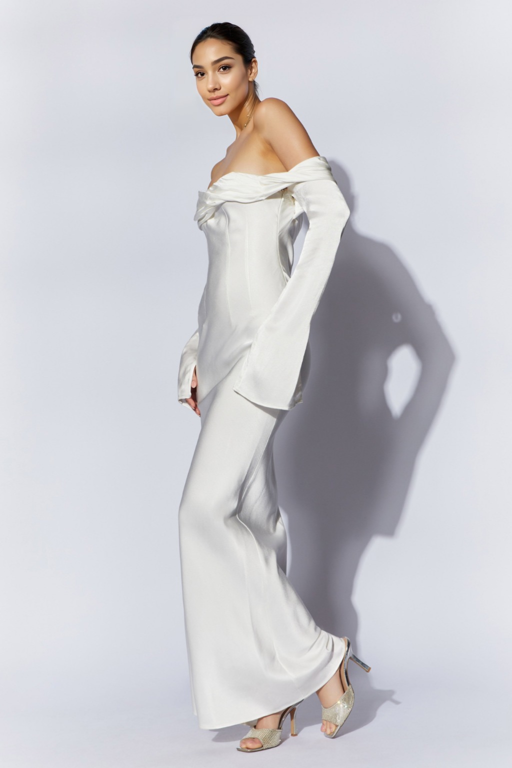 Giselle Off Shoulder Cowl Neck Maxi Dress - White - luluinthesky