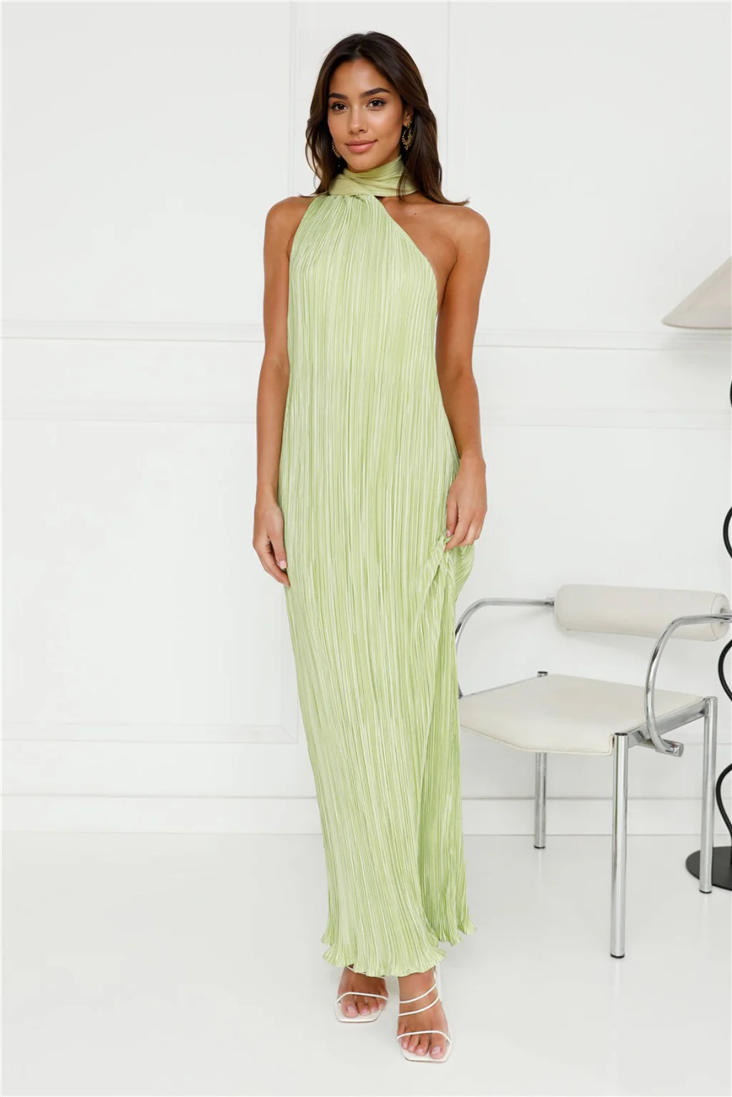 Plisse Perfect Maxi Dress Lime - luluinthesky