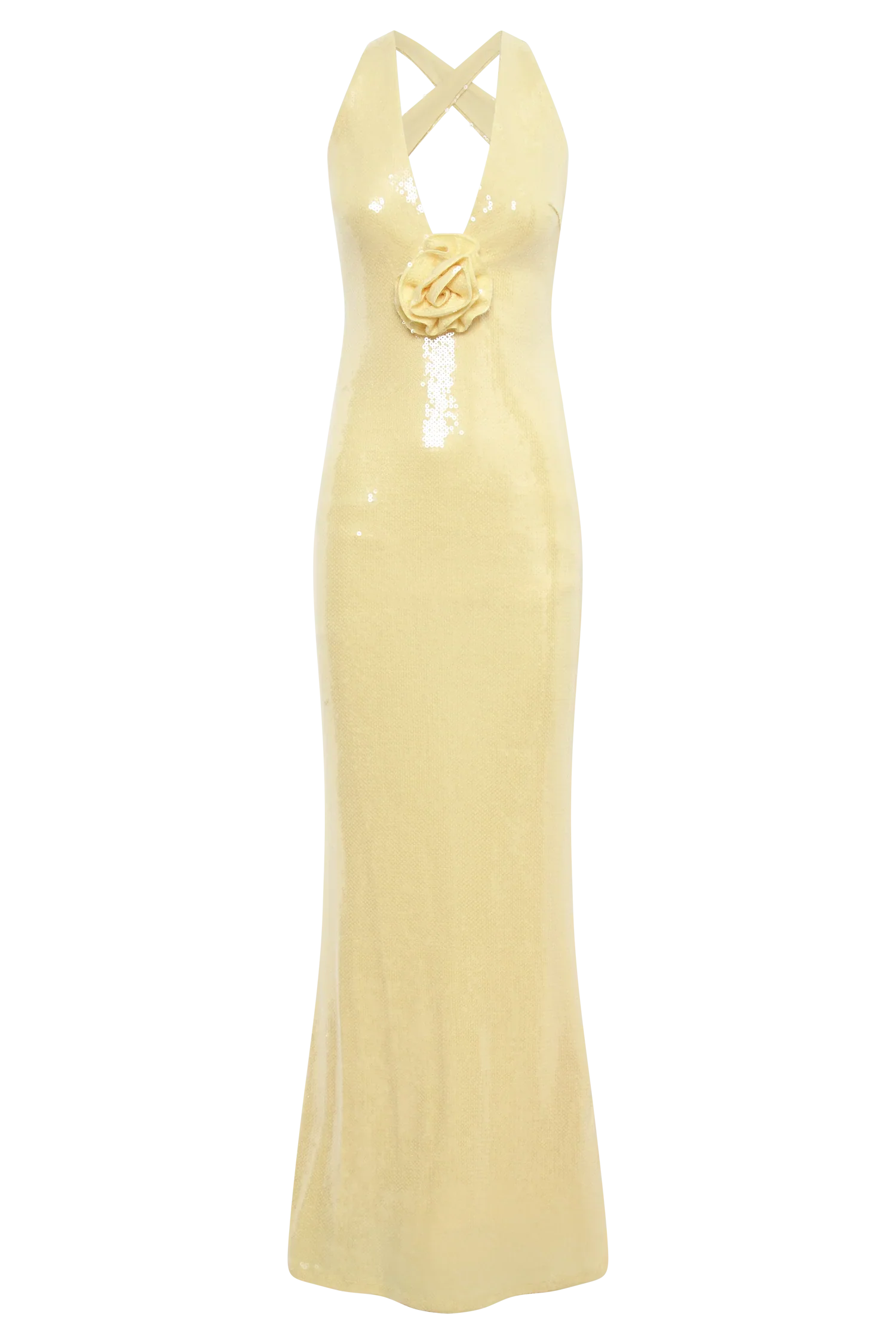 Eliza Rose Sequin Maxi Dress - Lemon - luluinthesky