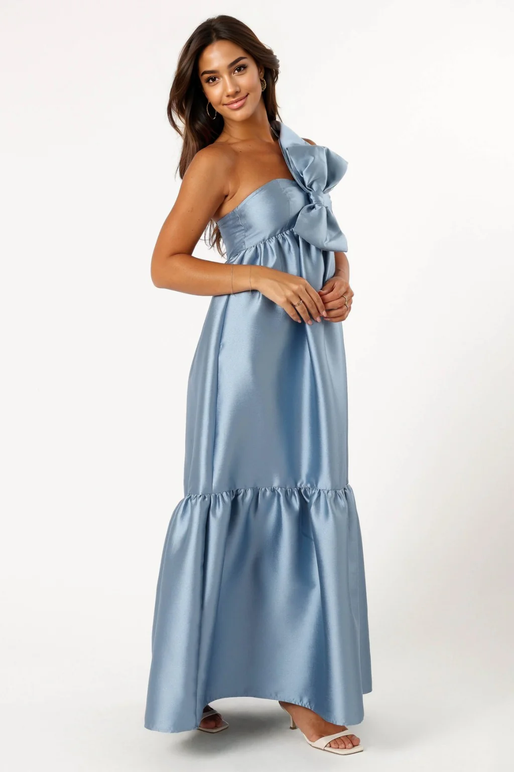Betina Bow Front Maxi Dress - Blue - luluinthesky