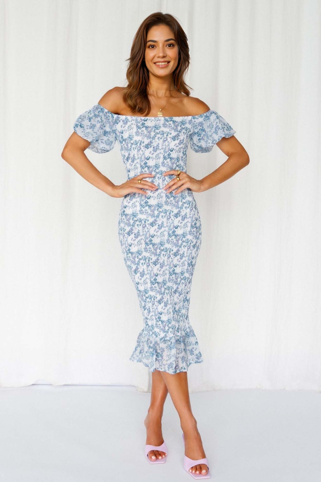 Blessings Midi Dress Blue - luluinthesky