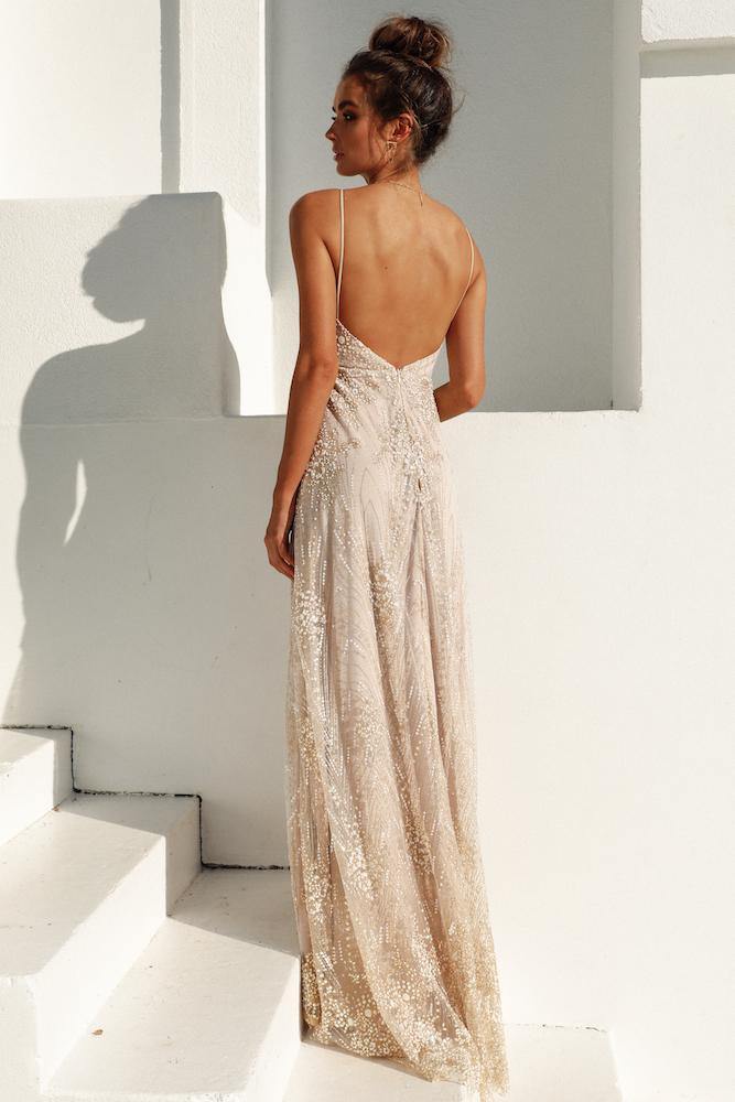 It Will Be Maxi Dress Champagne - luluinthesky