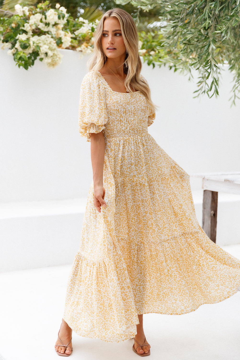 Bird Set Free Maxi Dress Yellow - luluinthesky
