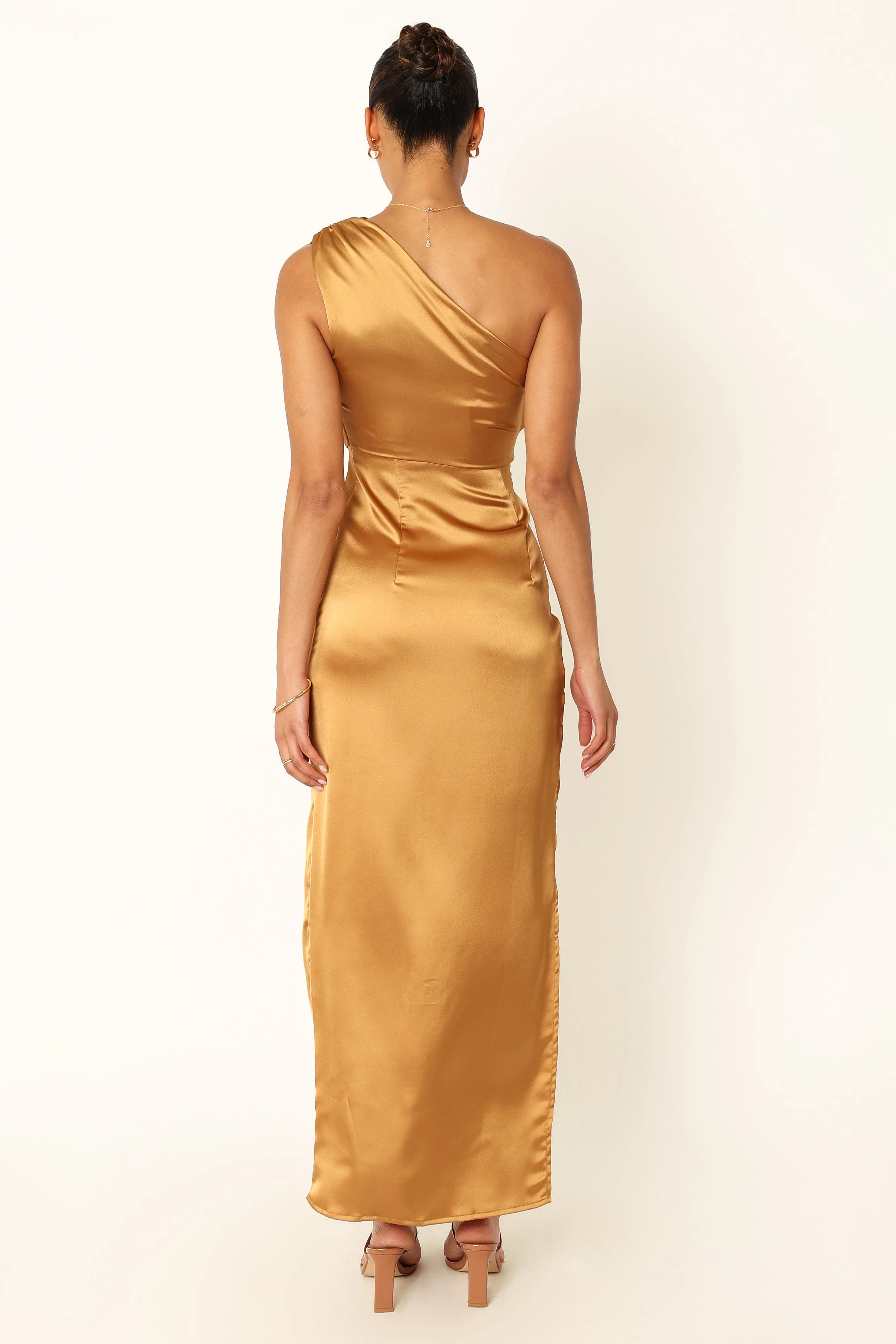 Nadia One Shoulder Maxi Dress - Bronze - luluinthesky