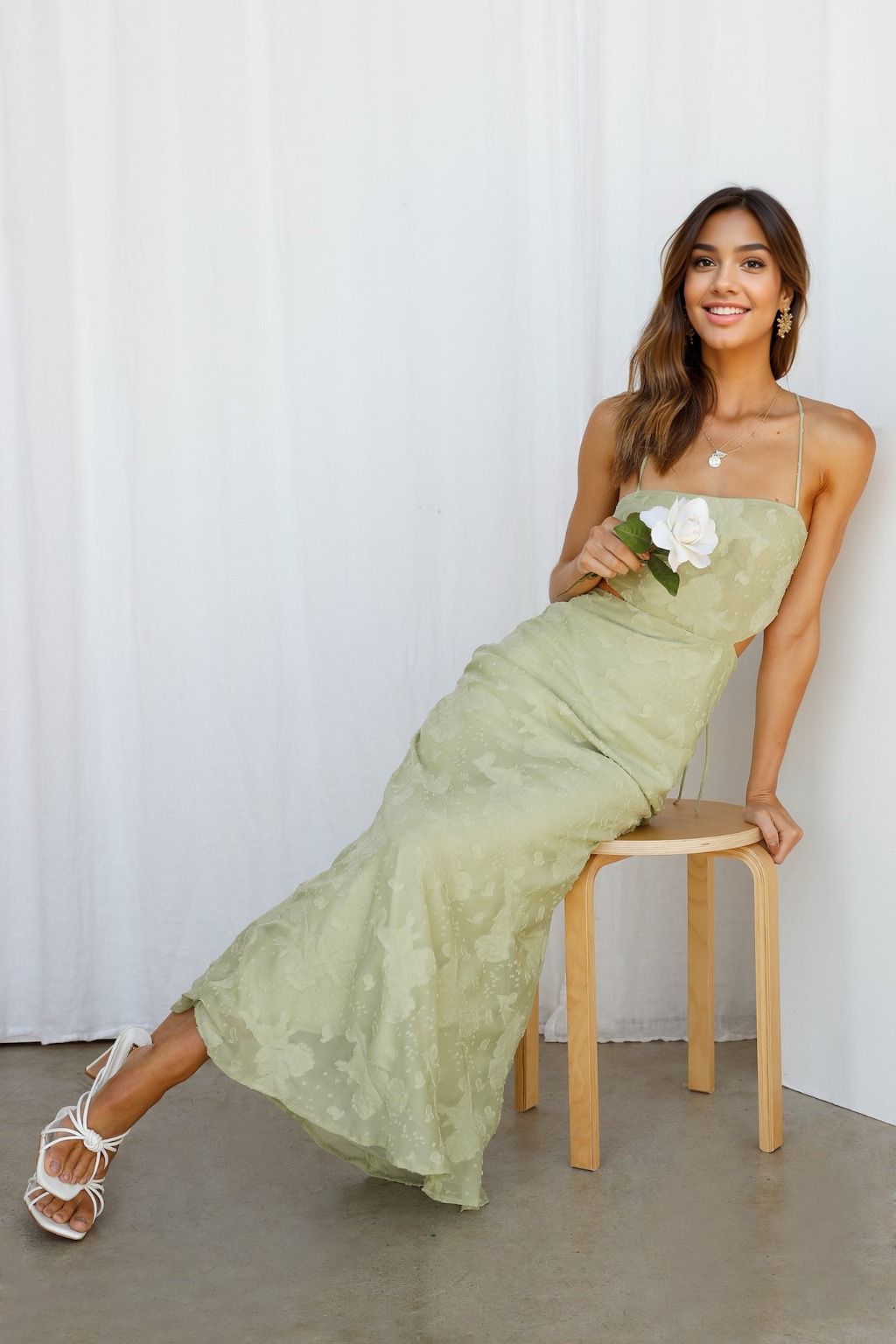 Rainbow Glow Midi Dress Sage - luluinthesky