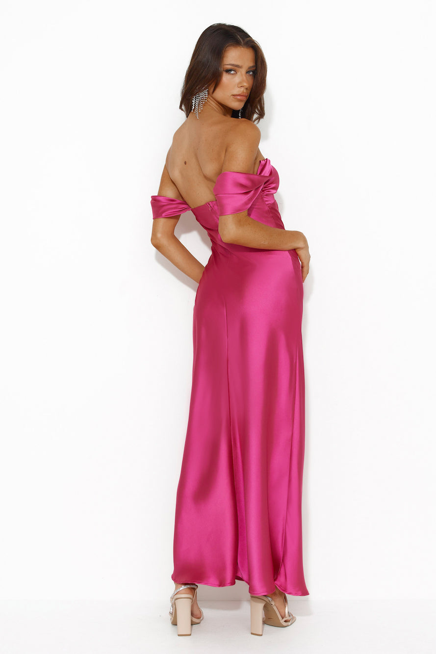 Shine Of Pearls Satin Maxi Dress Pink - luluinthesky