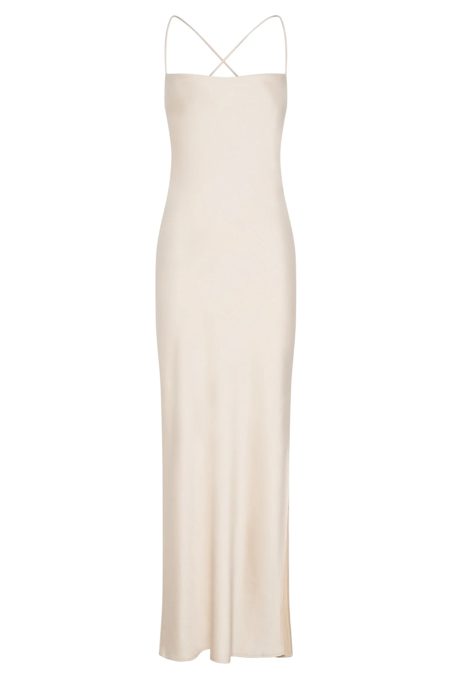 Sydney Straight Neck Slip Maxi Dress - Cream - luluinthesky
