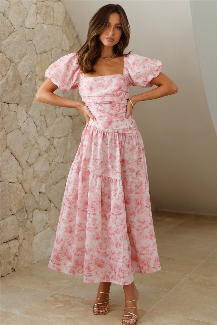 Your Girl Loves Midi Dress Pink - luluinthesky