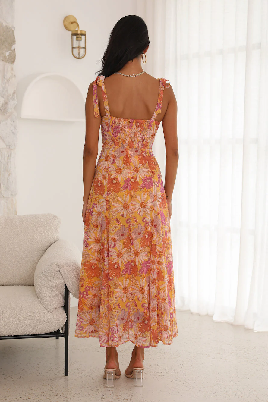 Divine Smile Midi Dress Orange - luluinthesky