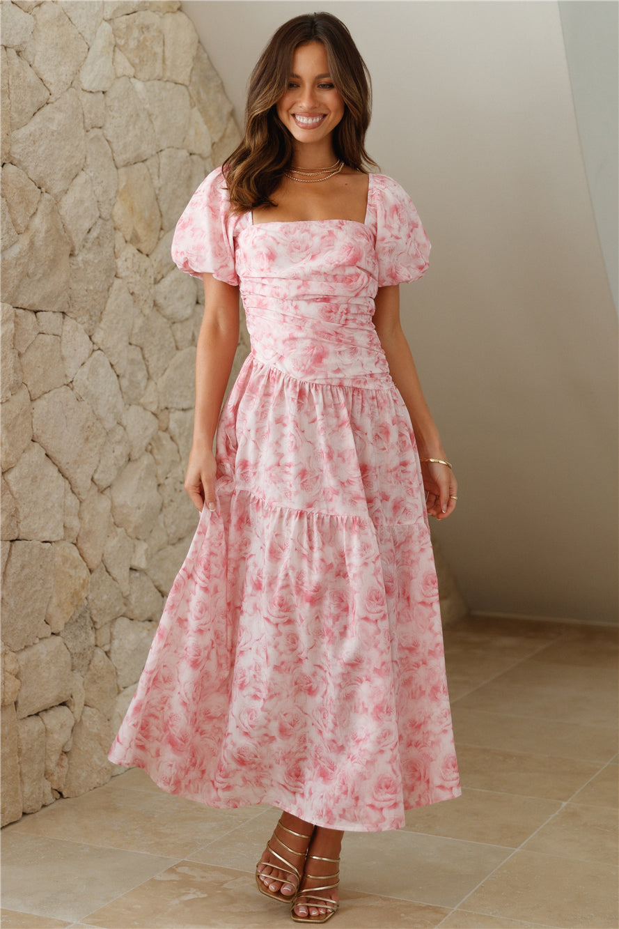 Your Girl Loves Midi Dress Pink - luluinthesky