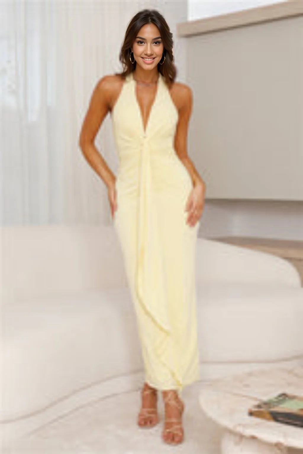 Mixing It Up Halter Maxi Dress Yellow - luluinthesky