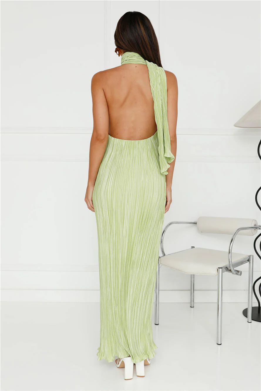 Plisse Perfect Maxi Dress Lime - luluinthesky