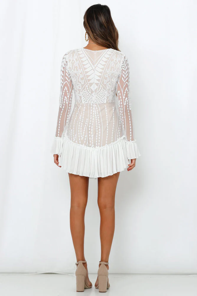 Spend All Your Time Waiting Dress White - luluinthesky