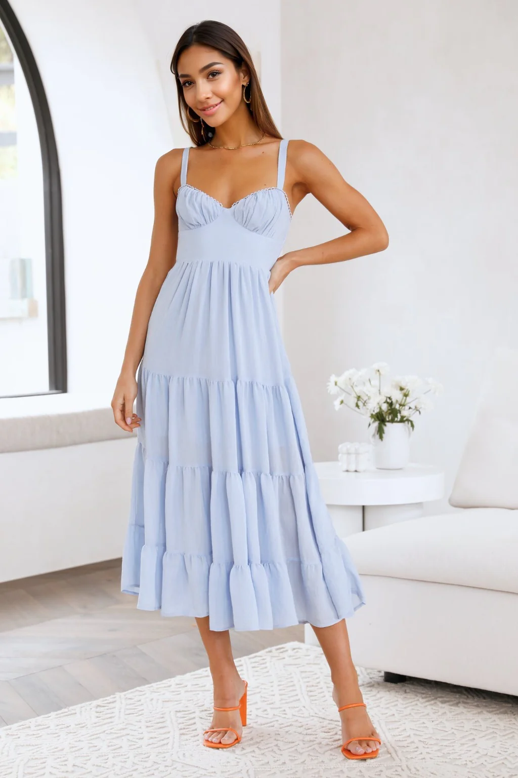 Freshly Brewed Midi Dress Blue - luluinthesky