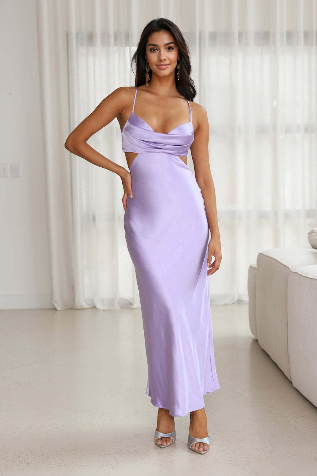 Grandest Entrance Satin Maxi Dress Lilac - luluinthesky