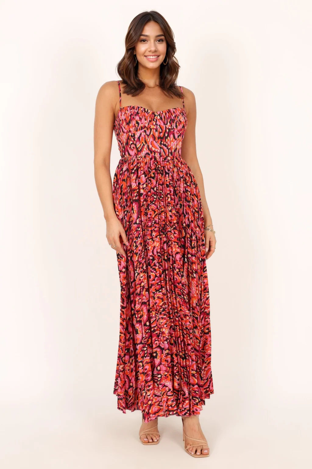 Achanti Pleated Maxi Dress - Pink Multi - luluinthesky