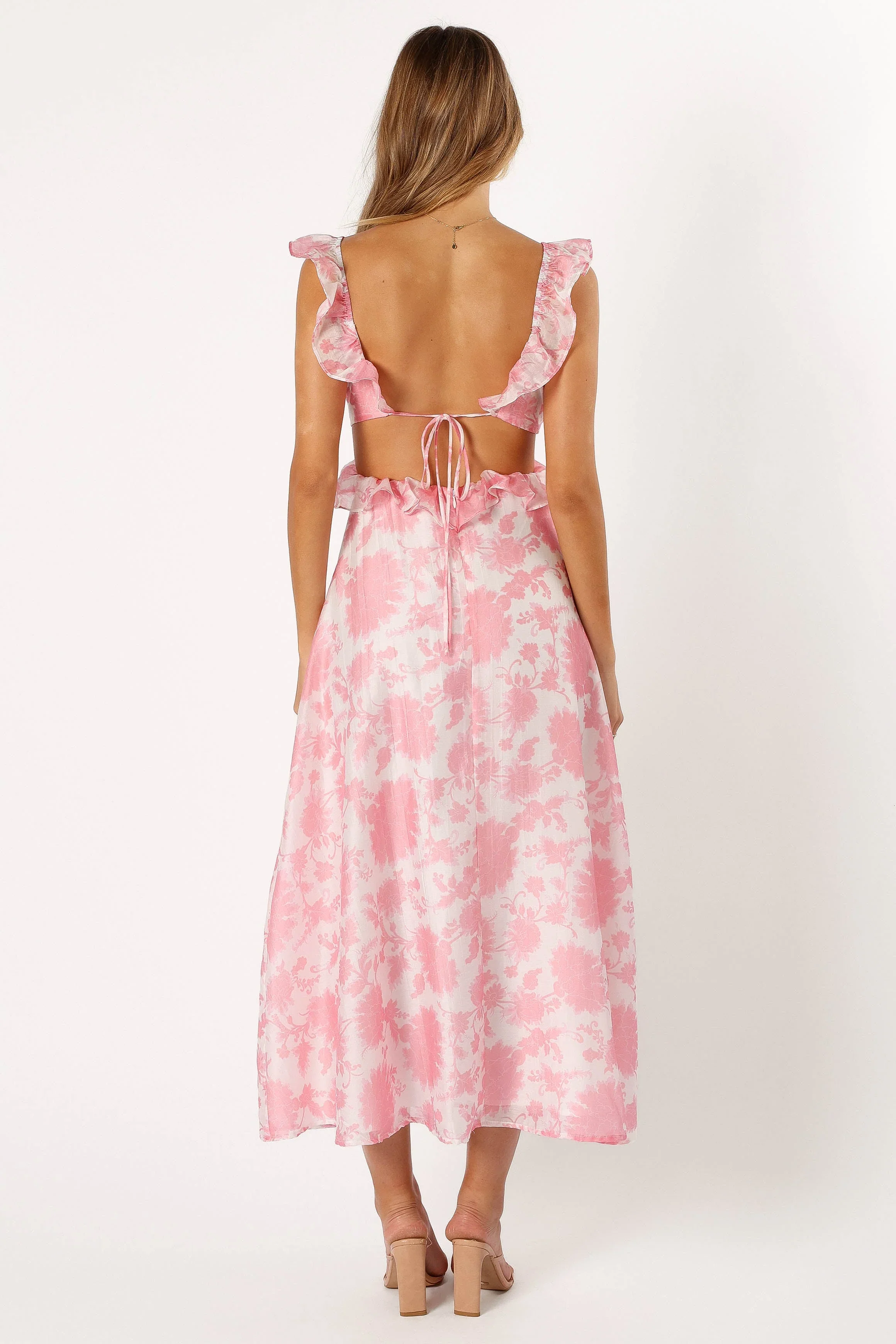 Rori Ruffle Maxi Dress - Pink Floral - luluinthesky