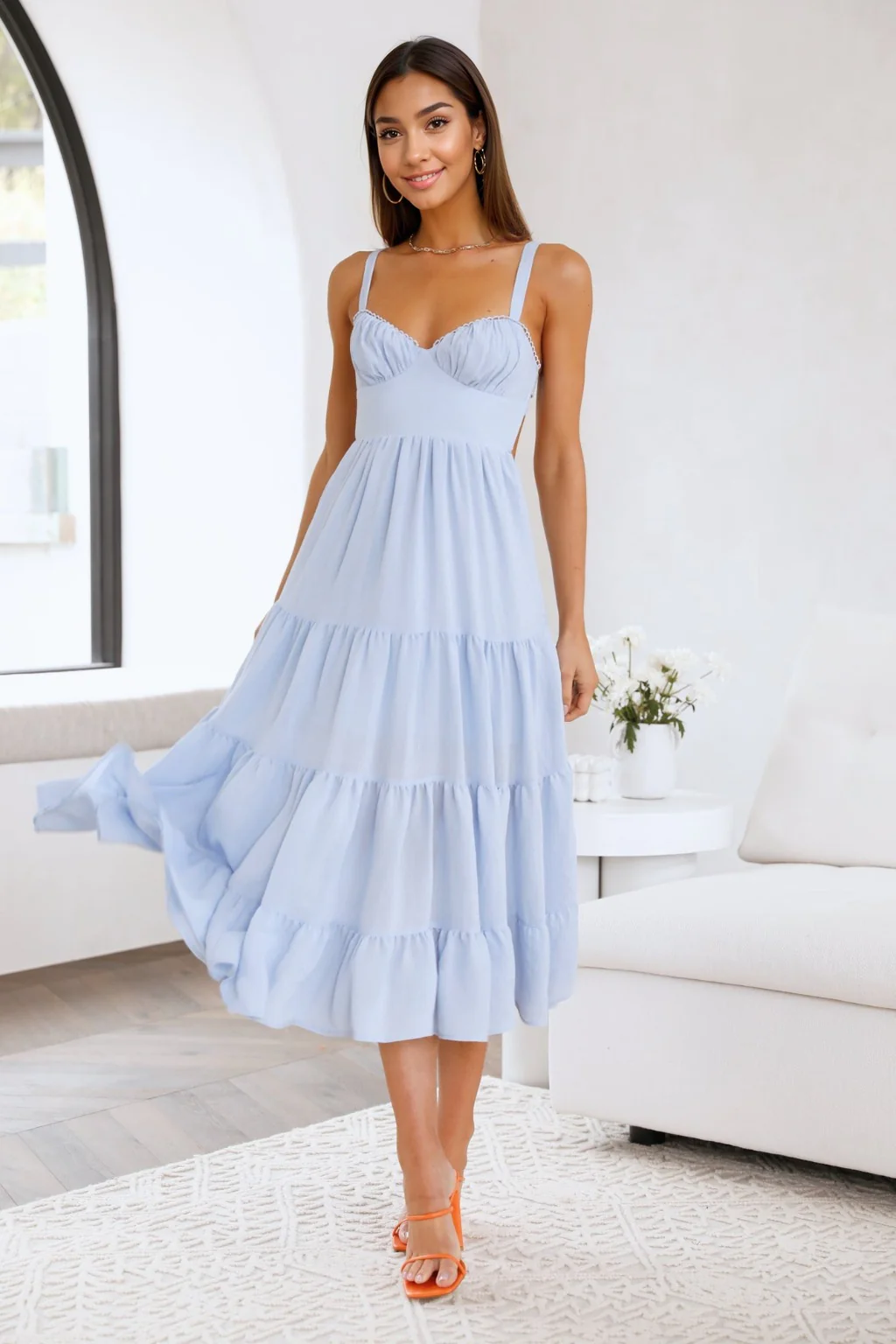 Freshly Brewed Midi Dress Blue - luluinthesky