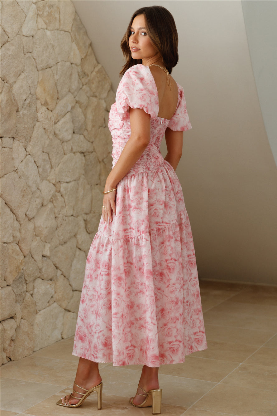Your Girl Loves Midi Dress Pink - luluinthesky