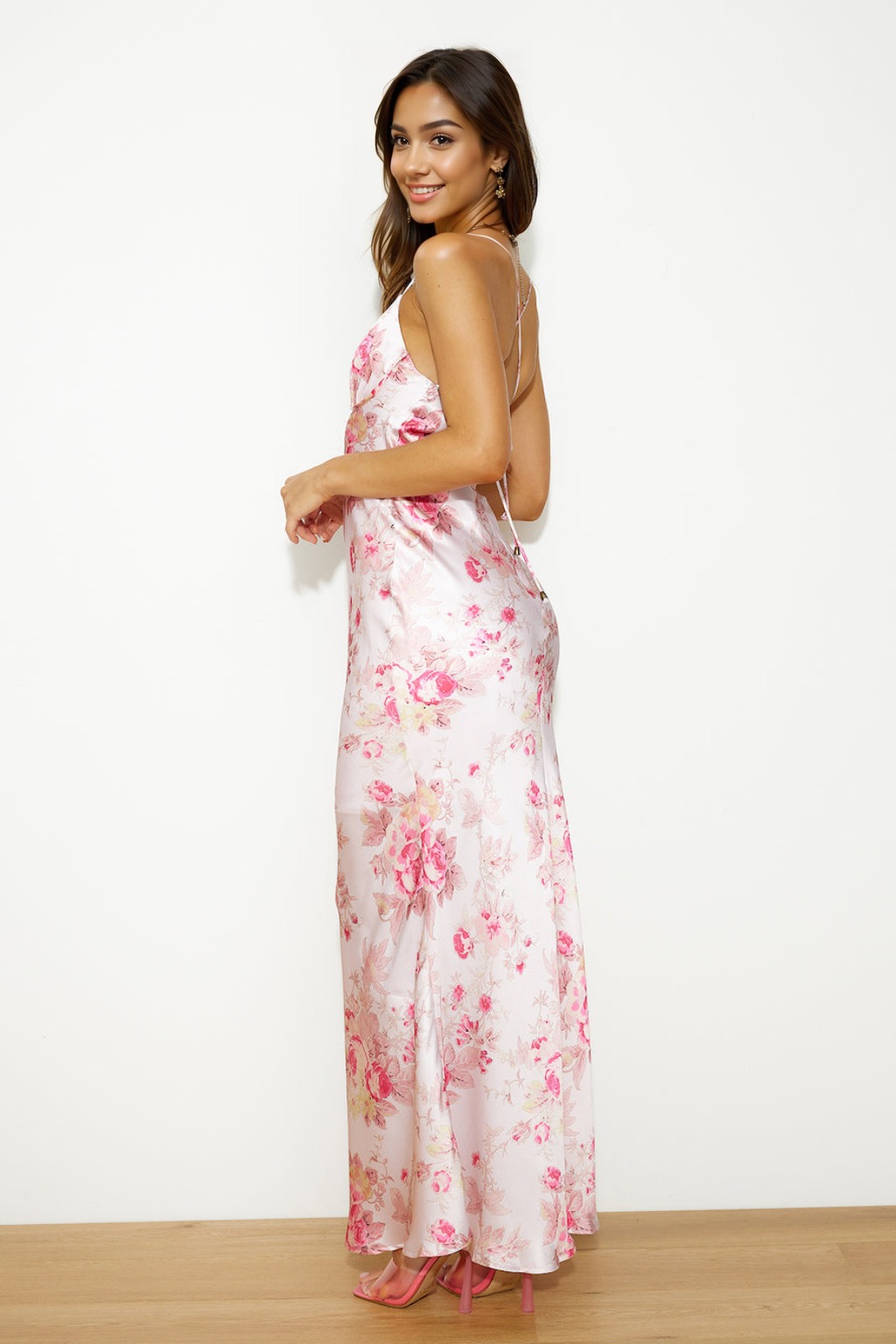 Blooming Passions Satin Maxi Dress Pink - luluinthesky