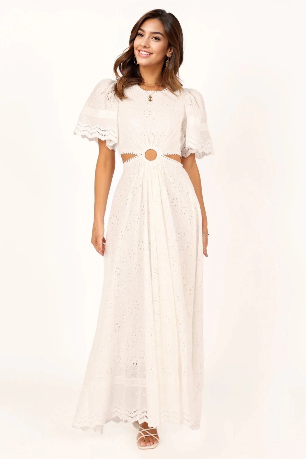 Merletto Cut Out Maxi Dress - White - luluinthesky