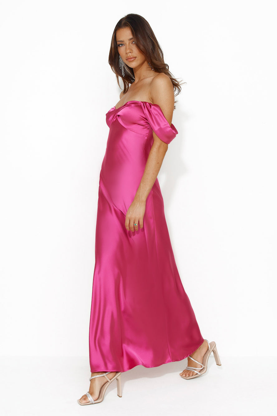 Shine Of Pearls Satin Maxi Dress Pink - luluinthesky