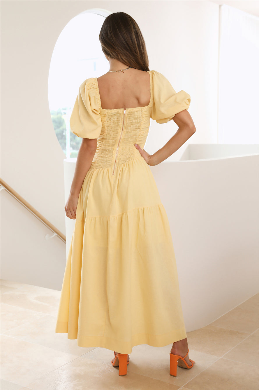 Little Bo Peep Midi Dress Yellow - luluinthesky