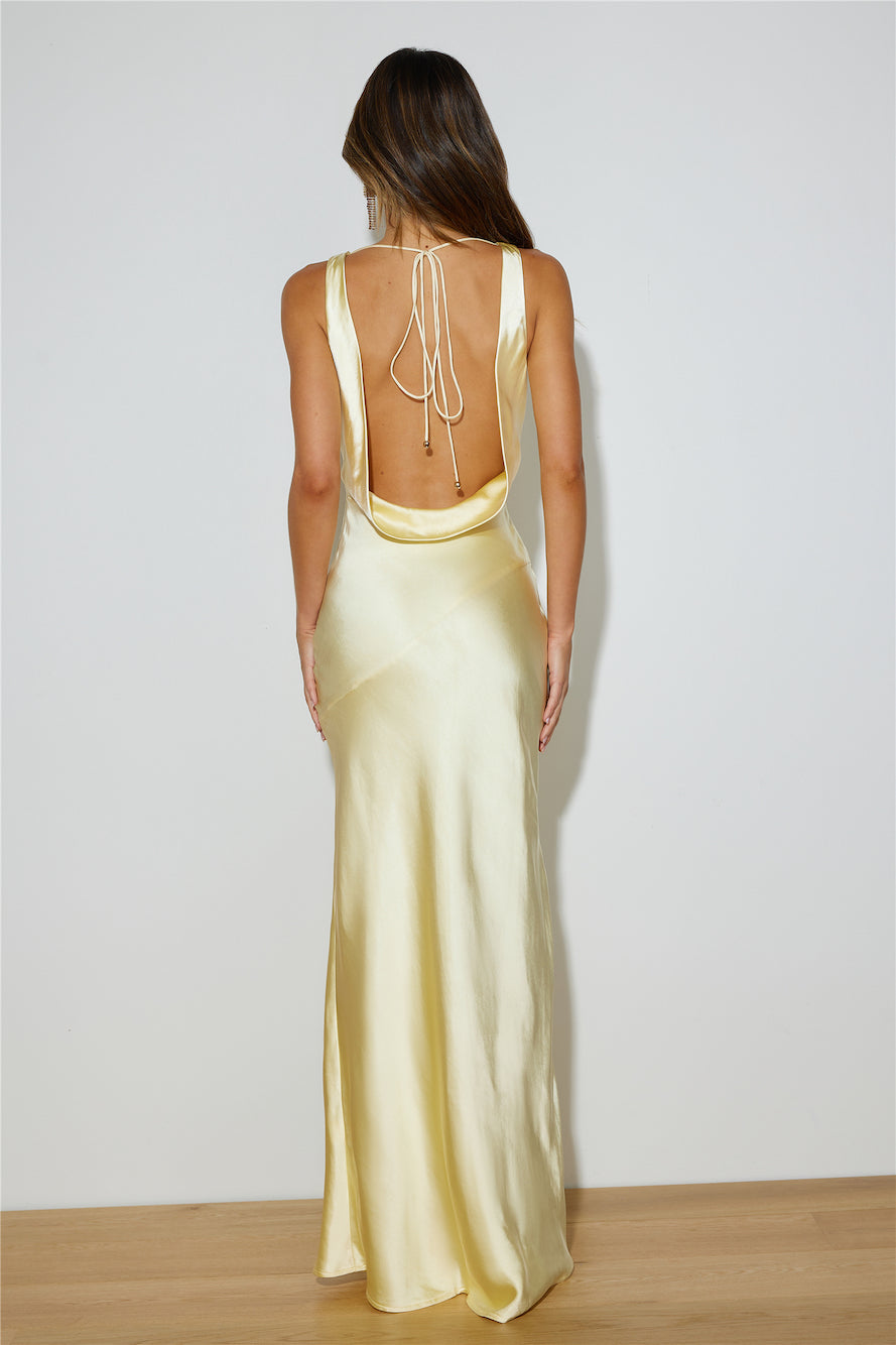 Special Guest Satin Maxi Dress Butter - luluinthesky
