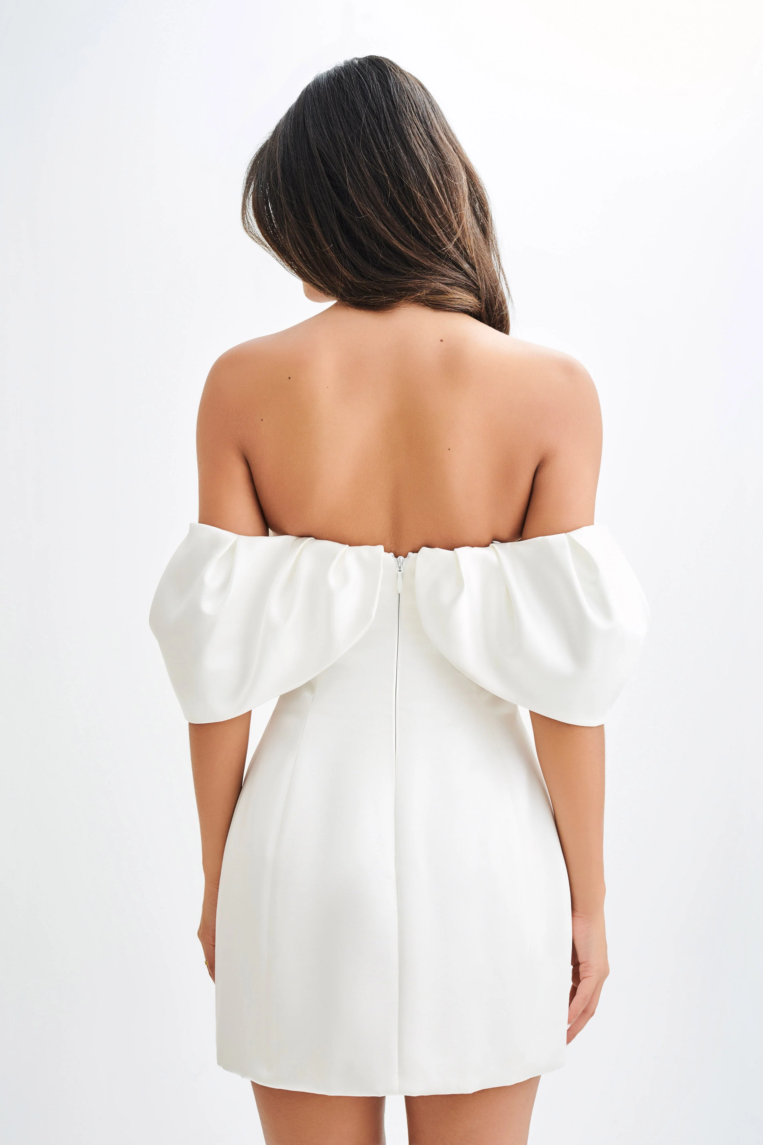 Portia Off Shoulder Satin Corset Dress - White - luluinthesky