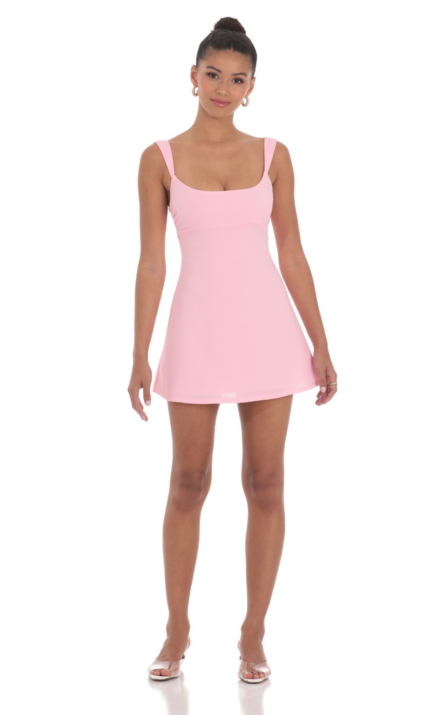 Wide Strap Flare Dress in Pink - luluinthesky