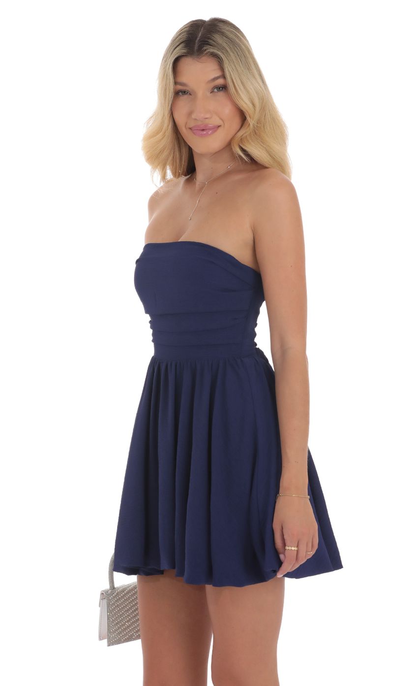 Strapless Bubble Dress in Indigo - luluinthesky