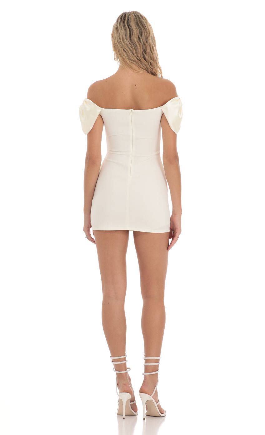 Off Shoulder Bow Sleeves Dress in Ivory - luluinthesky