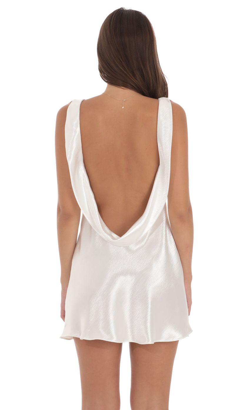 Satin Open Back Dress in White - luluinthesky