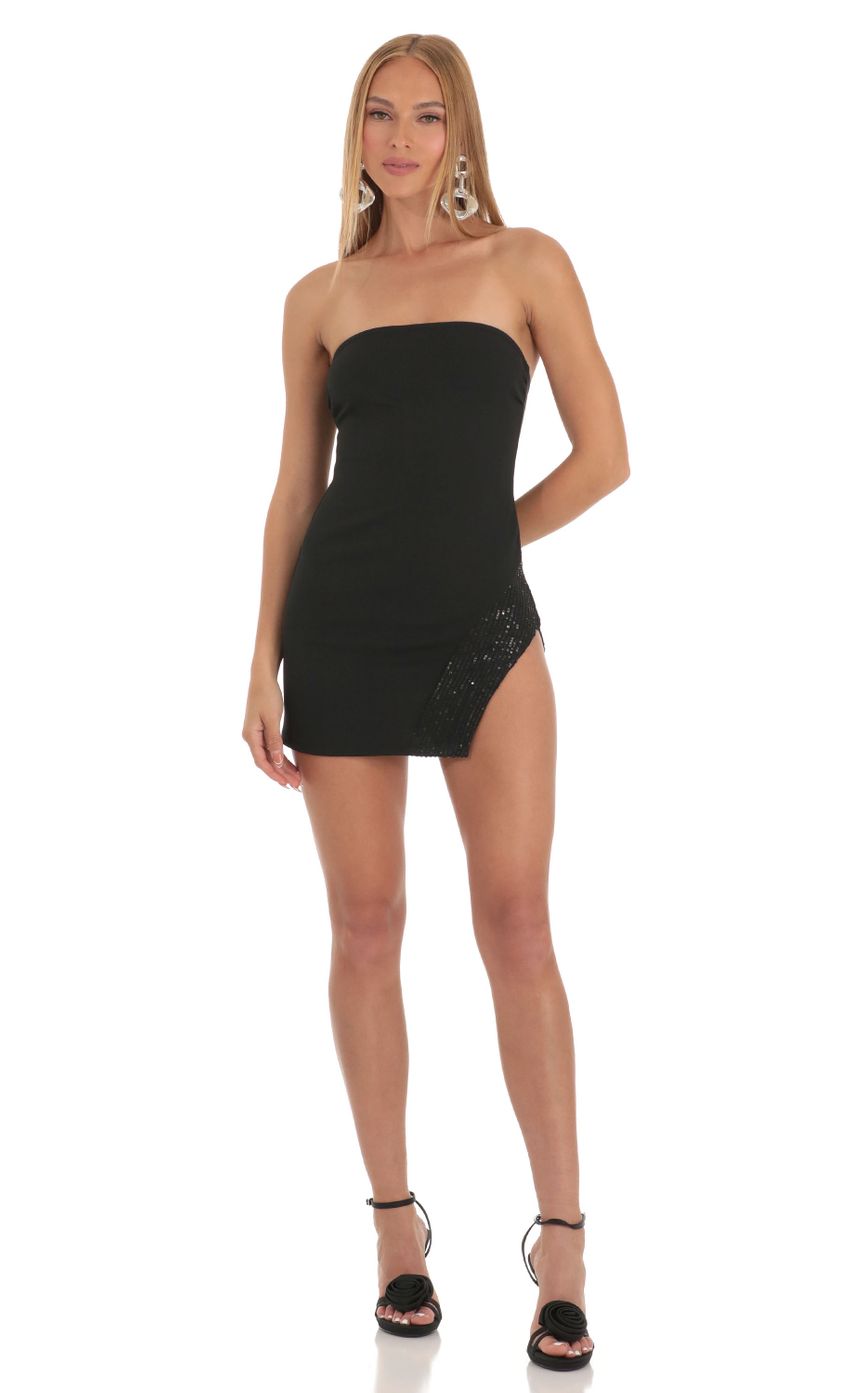 Sequin Dress in Black - luluinthesky