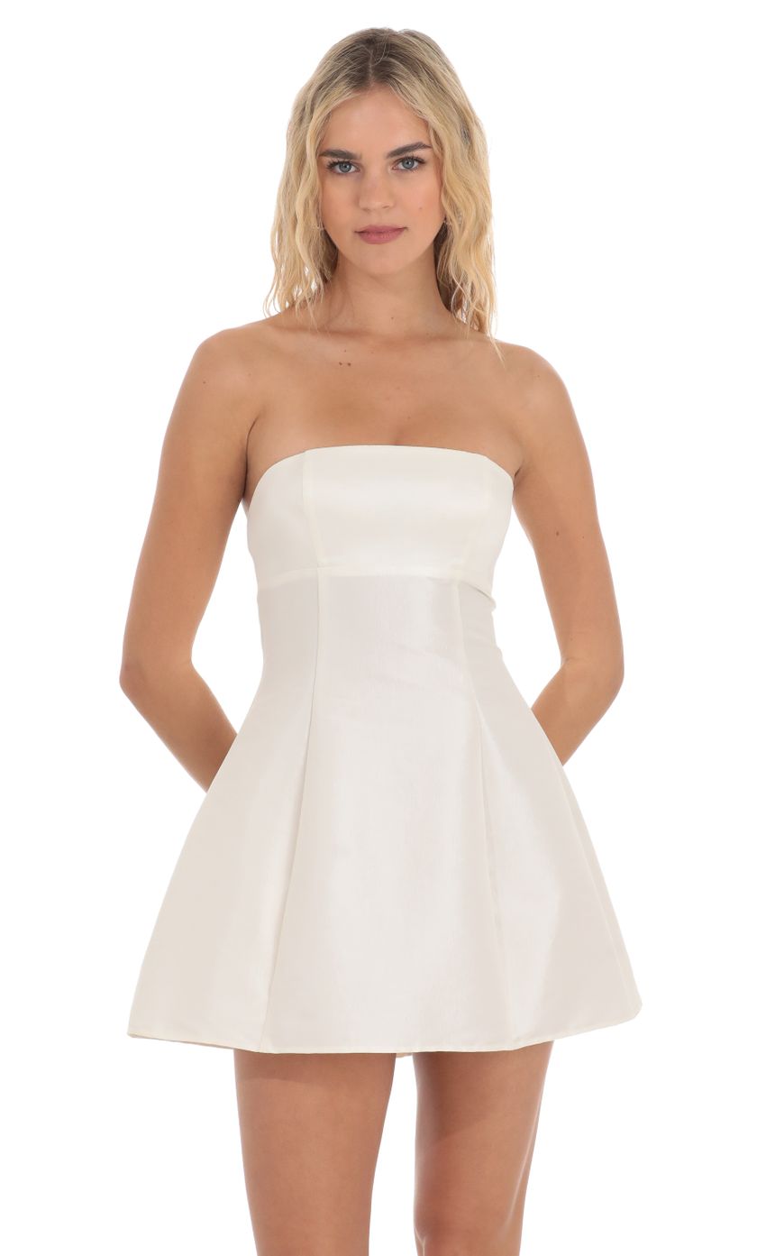 Strapless Flare Dress in Ivory - luluinthesky