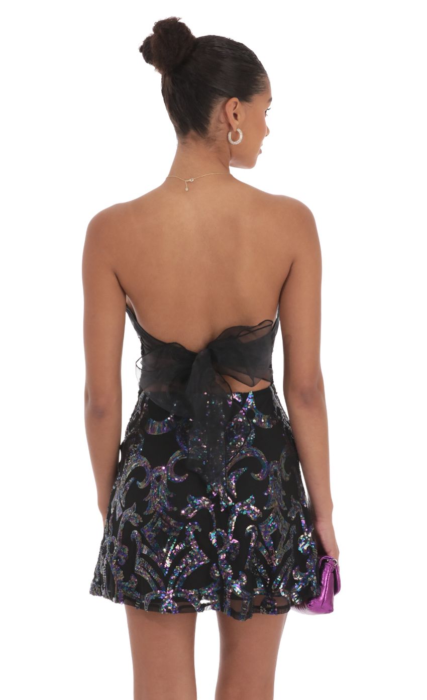 Sequin Mesh Strapless Dress in Black - luluinthesky