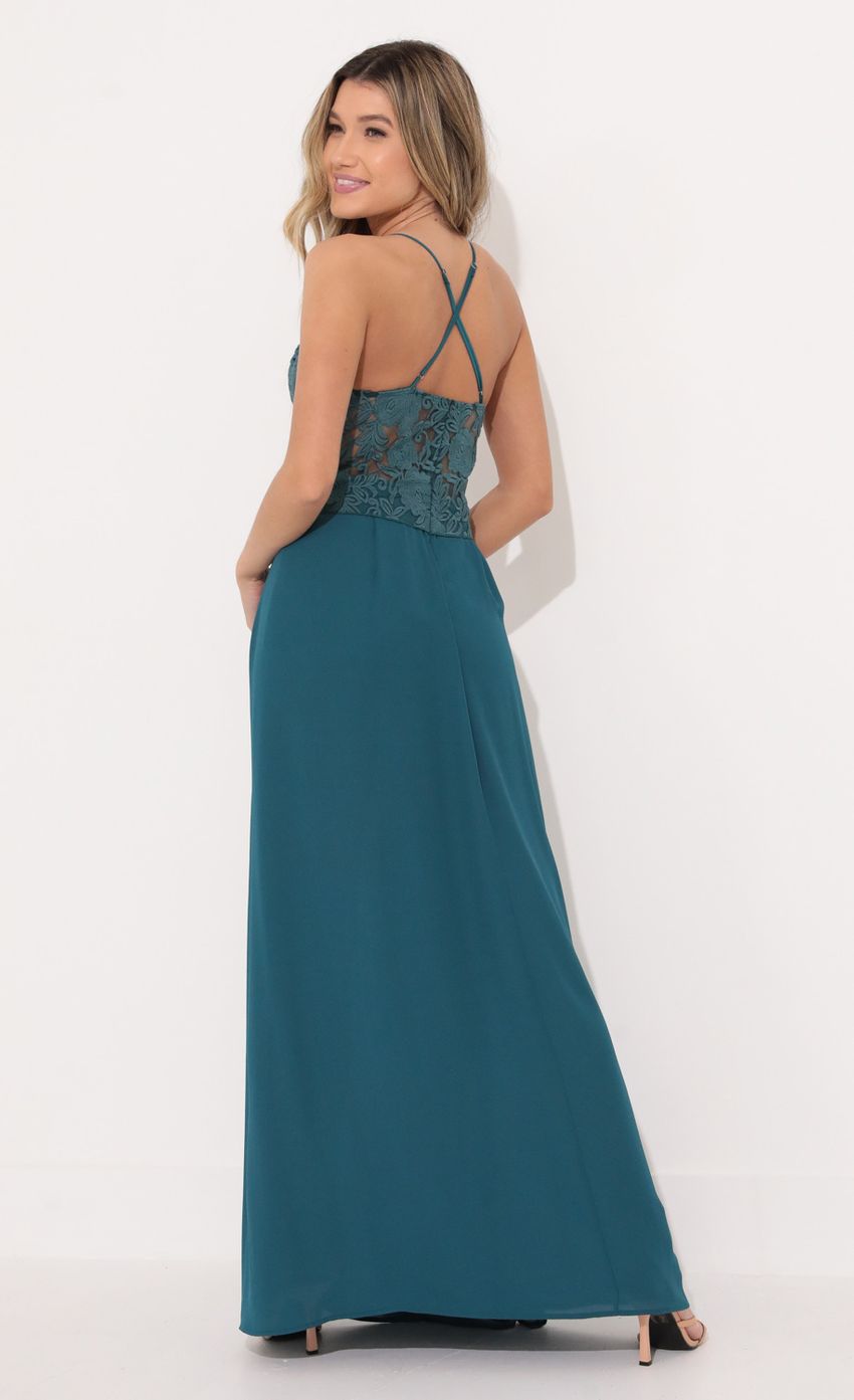 Lace Maxi Dress in Teal - luluinthesky