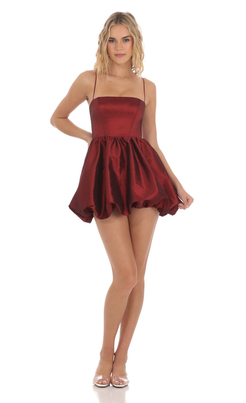 Bubble Skirt Dress in Deep Red - luluinthesky