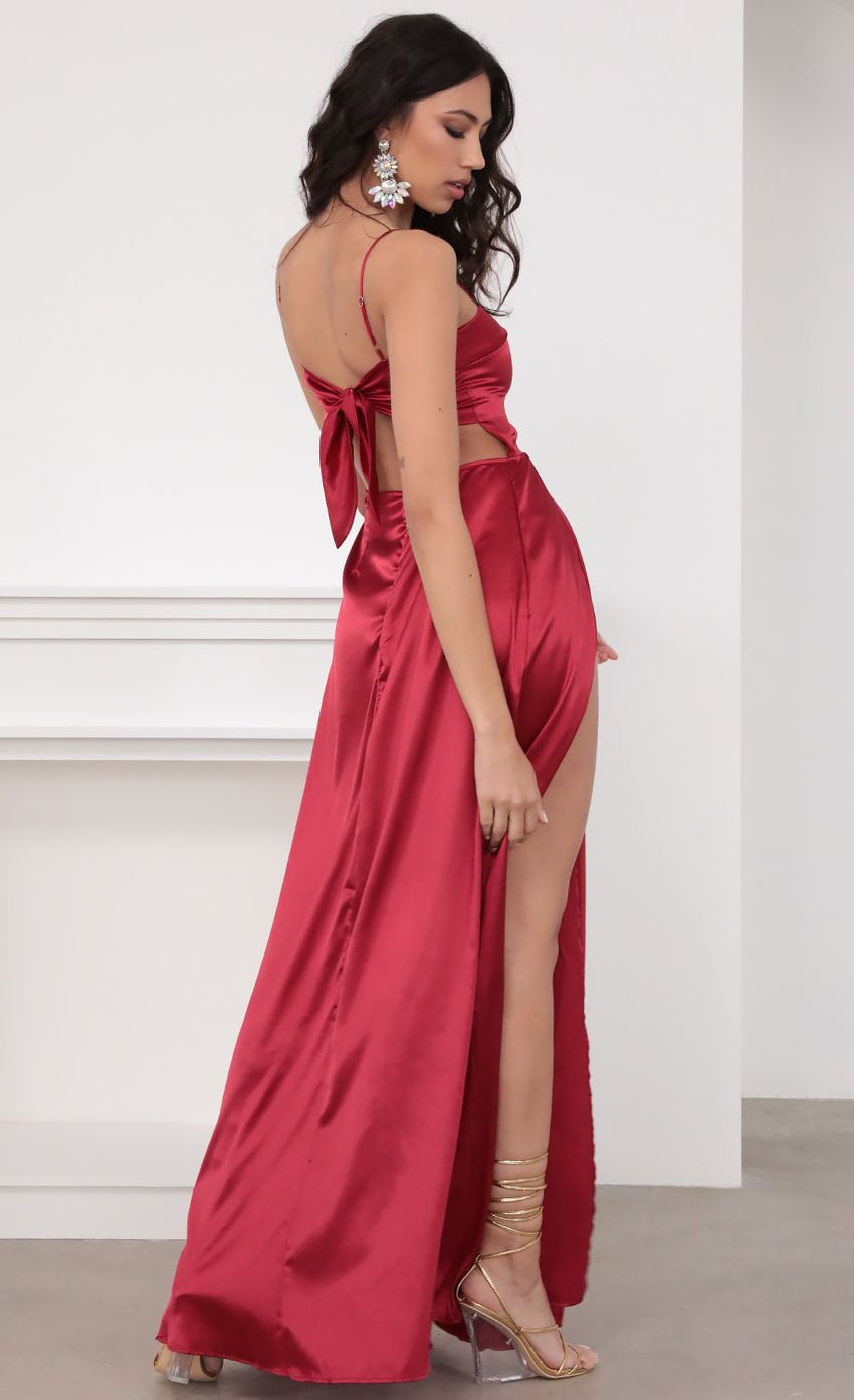 Satin Maxi Dress in Red - luluinthesky