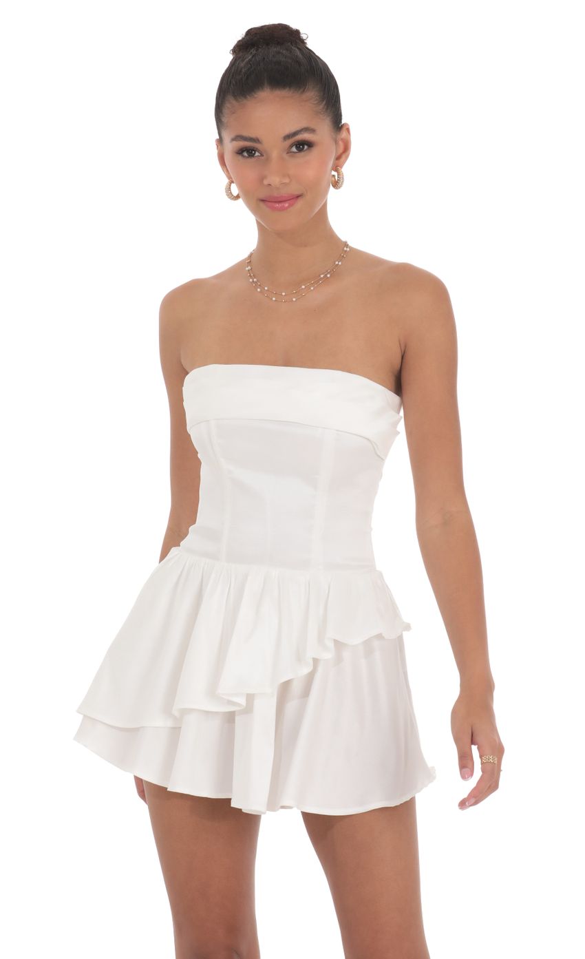 Corset Strapless Dress in White - luluinthesky