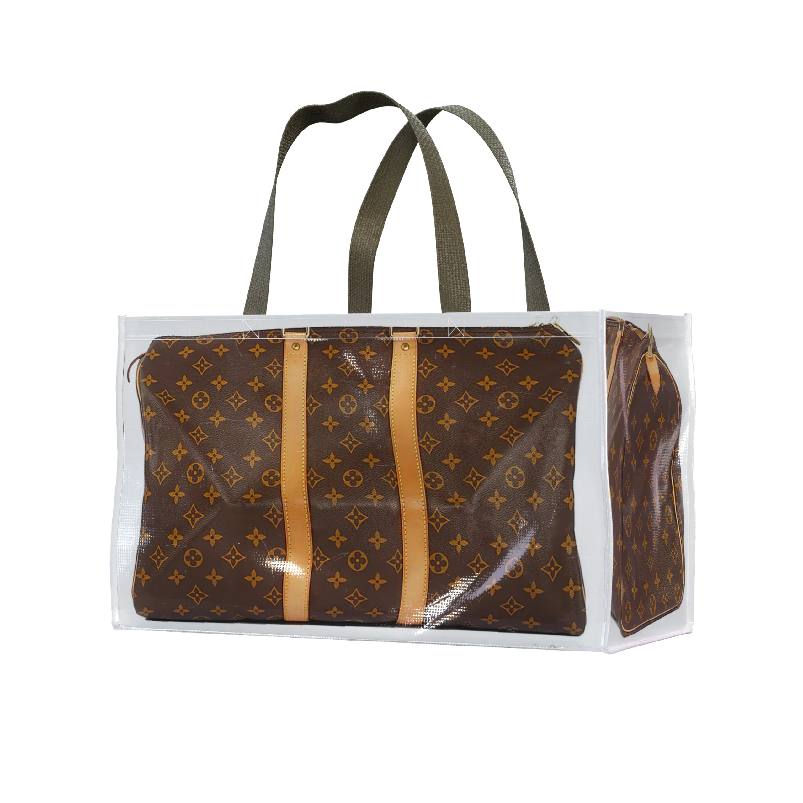 TITA ELVIE duffle Grocery Bag, brown  canvas, large - luluinthesky