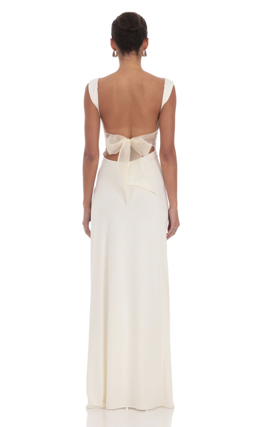 Open Back Bow Maxi Dress in White - luluinthesky