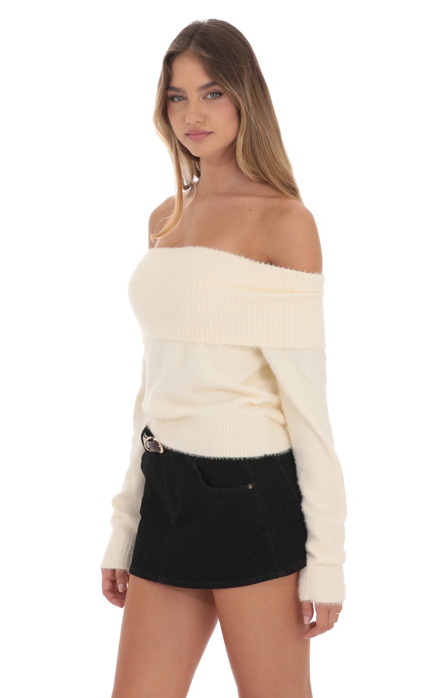 Fizzy Off Shoulder Jumper in Cream - luluinthesky