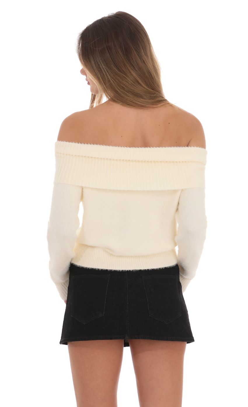 Fizzy Off Shoulder Jumper in Cream - luluinthesky