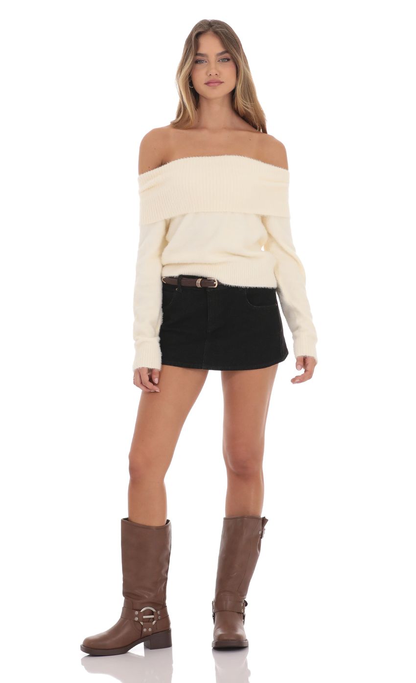 Fizzy Off Shoulder Jumper in Cream - luluinthesky