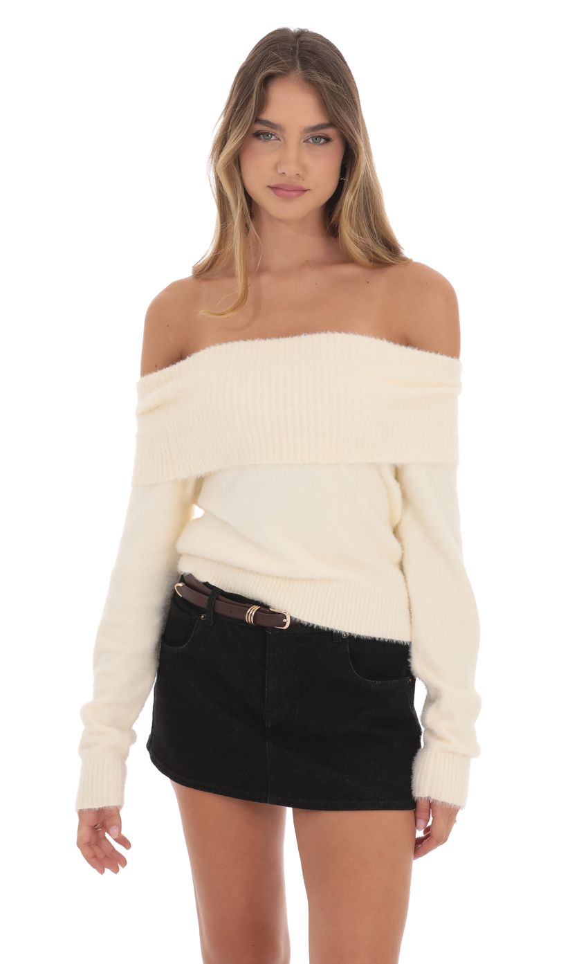 Fizzy Off Shoulder Jumper in Cream - luluinthesky