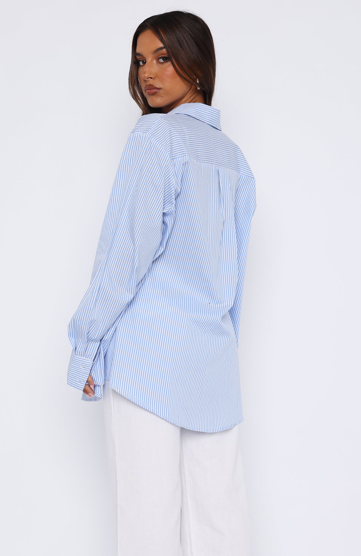 Always About Us Striped Button Up Shirt Light Blue - luluinthesky