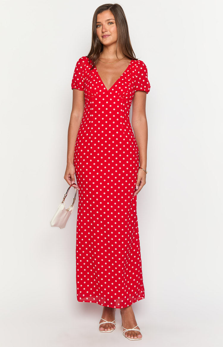 Lovella Red Polka Dot Maxi Dress - luluinthesky