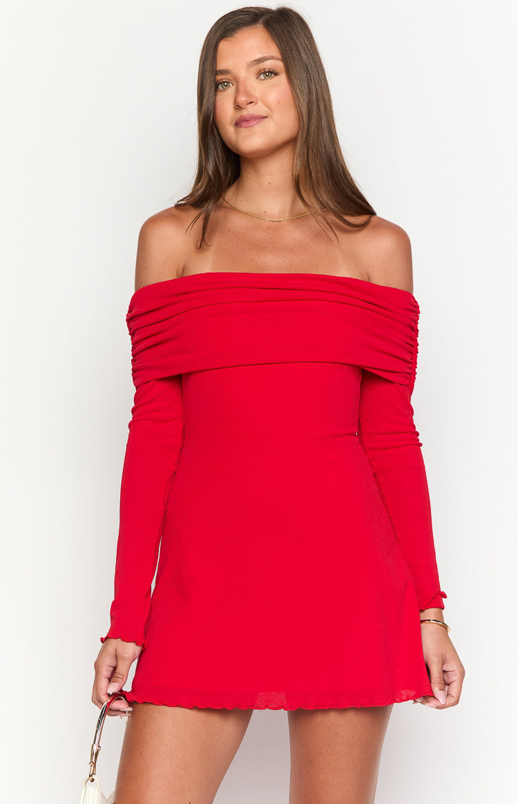 Mary Red Long Sleeve Mini Dress - luluinthesky