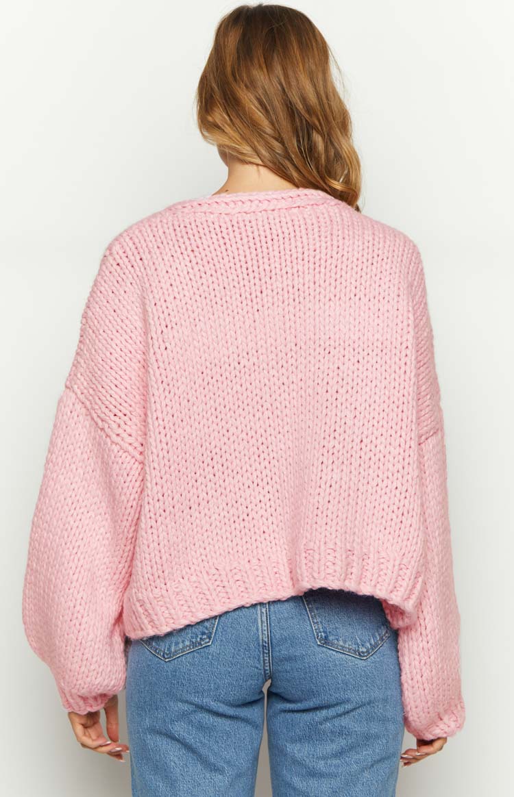 Sorbet Pink Chunky Cardigan - luluinthesky